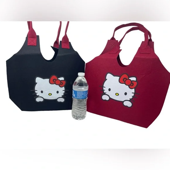 2 PACK Hello Kitty Felt Tote Bag Sanrio Handbag New - Picture 14 of 16